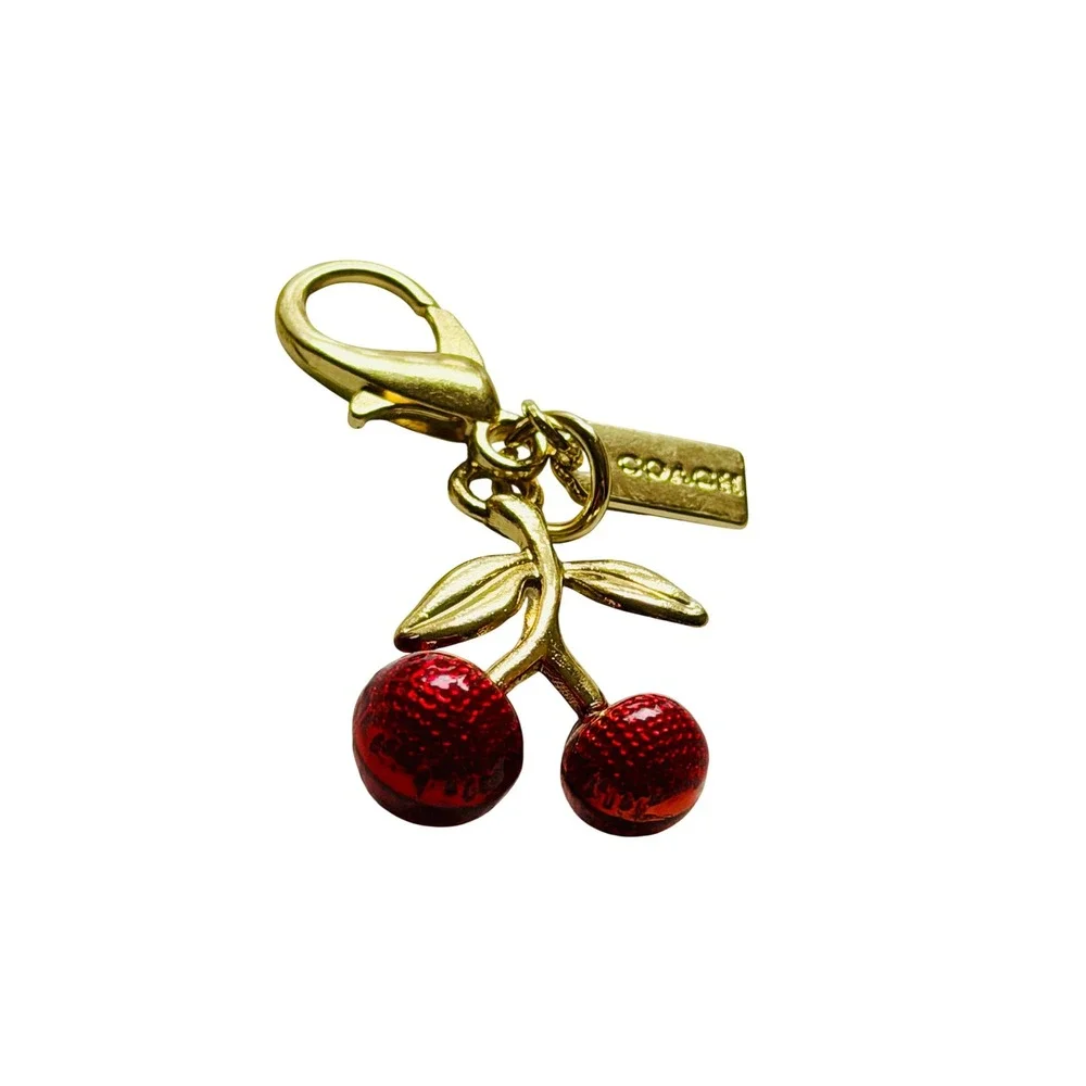 Coach Cherry Bag Charm Red Glitter Gold Tone Keychain F77840